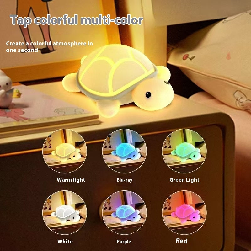 Bedside Nursing Lamp Kindergarten Cute Cartoon Ornaments Night Light USB Rechargeable Turtle Silicone Bedroom Small Night Lamp