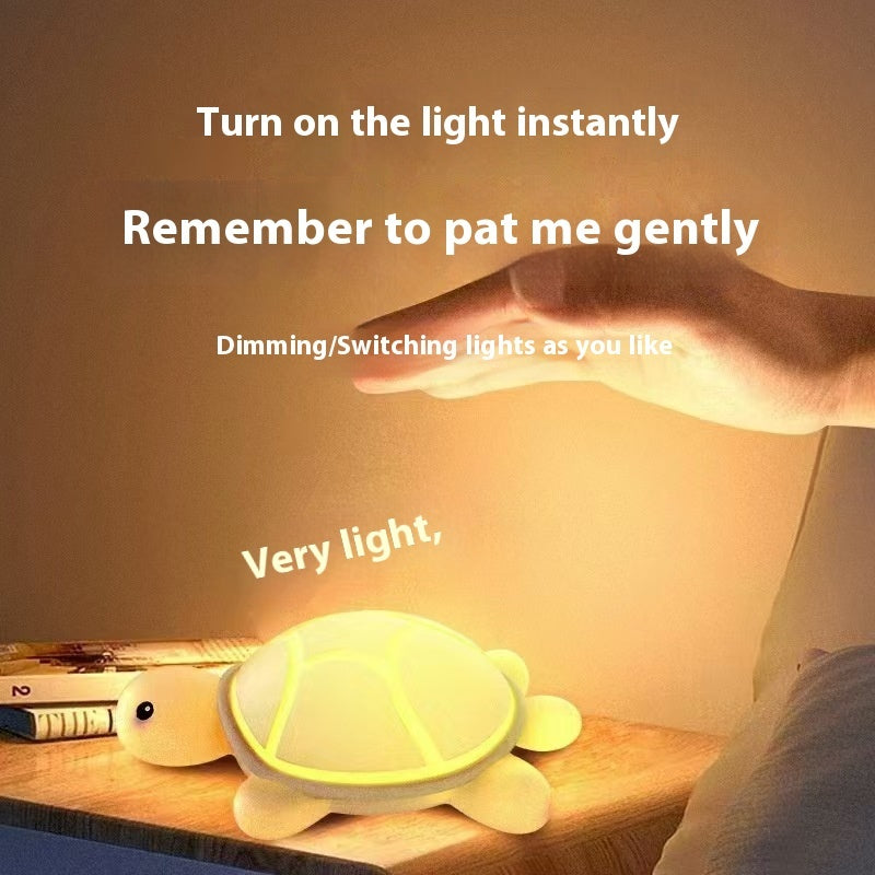 Bedside Nursing Lamp Kindergarten Cute Cartoon Ornaments Night Light USB Rechargeable Turtle Silicone Bedroom Small Night Lamp