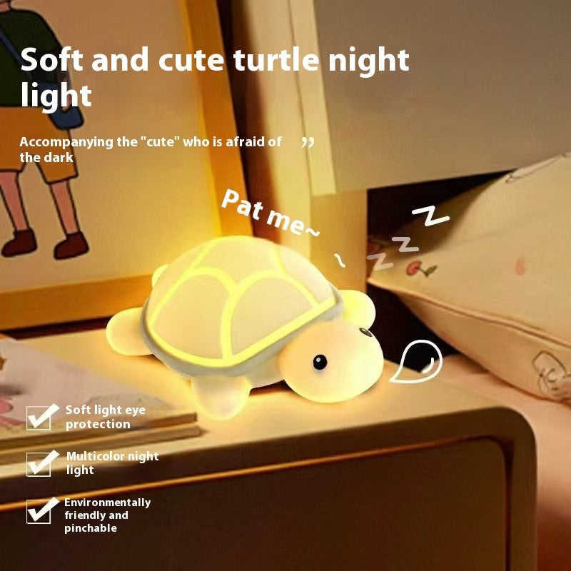 Bedside Nursing Lamp Kindergarten Cute Cartoon Ornaments Night Light USB Rechargeable Turtle Silicone Bedroom Small Night Lamp
